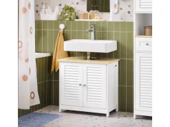 SoBuy Waschbeckenunterschrank Badeunterschrank Weißnatur FRG237-W