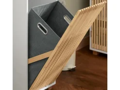 SoBuy Wäscheschrank mit Wäschesack Wäschekorb Badezimmerschrank BZR126-W