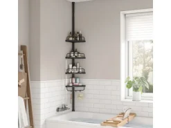 Songmics Duschregal 4 Ablagen 25 cm x 35 cm x 305 cm Schwarz