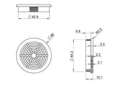 SOTECH 10 Stück Lüftungsrosette Ø48 mm aus Kunststoff Zum Einlassen Silbergrau