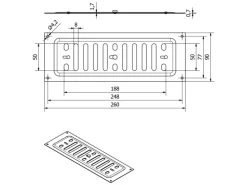 SOTECH Aluminium Lüftungsgitter Oval 260 x 90 mm mit Schiebeverschluss Verschließbar