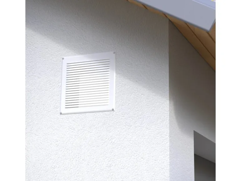 SOTECH Aluminium-Lüftungsgitter 140 x 140 mm Weiß Aufschraubbar mit Insektenschutz