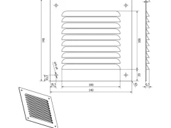SOTECH Aluminium-Lüftungsgitter 140 x 140 mm Weiß Aufschraubbar mit Insektenschutz