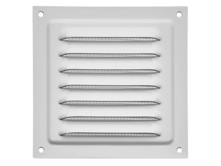 SOTECH Aluminium-Lüftungsgitter 125 x 125 mm Weiß Aufschraubbar mit Insektenschutz