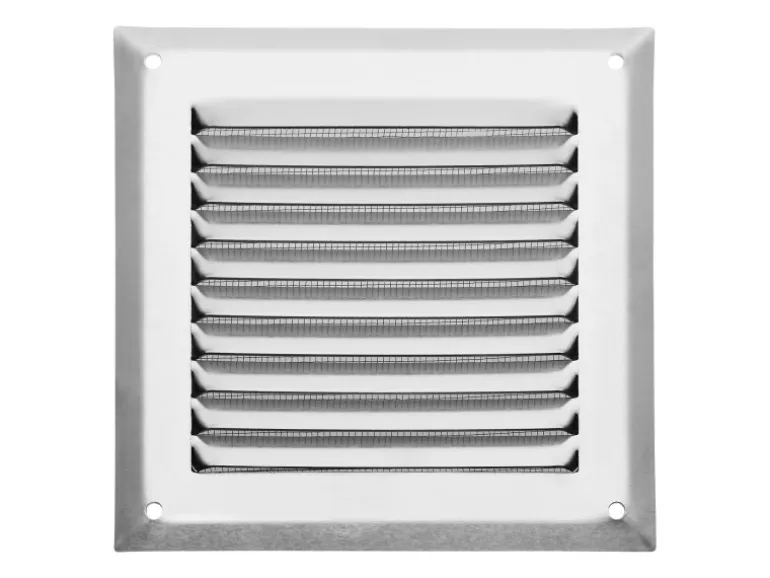 SOTECH Aluminium-Lüftungsgitter 140 x 140 mm Edelstahloptik Aufschraubbar mit Insektenschutz