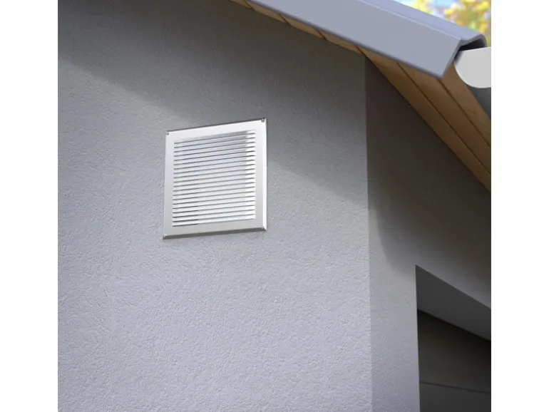 SOTECH Aluminium-Lüftungsgitter 140 x 140 mm Edelstahloptik Aufschraubbar mit Insektenschutz