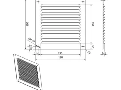 SOTECH Aluminium-Lüftungsgitter 190 x 190 mm Weiß Aufschraubbar mit Insektenschutz