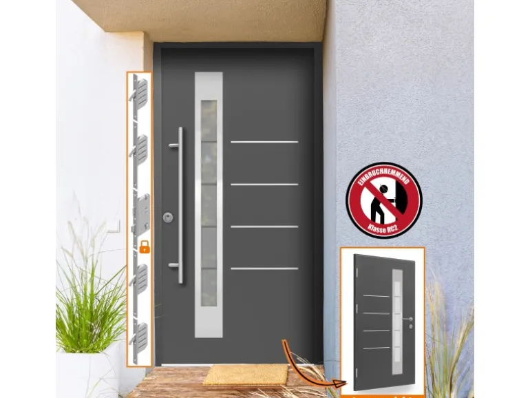 Splendoor Thermospace Sicherheits-Haustür Berlin Prime RC2 210x110 cm Anthr. R