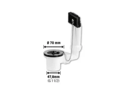 Spültisch Ab- und Überlaufgarnitur 47,8 mm (G 1 1/2) x 70 mm Verchromt