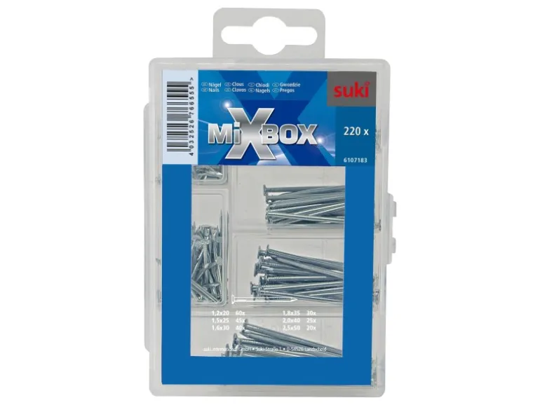 Suki Mixbox Mini Nägel Diverse Größen Silber