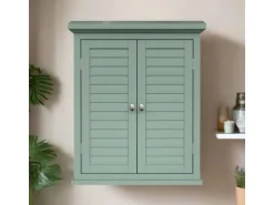 Teamson Home Wandschrank 2 Türen Salbeigrün Glancy Lamellenoptik