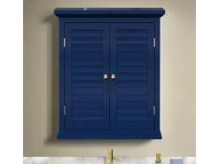 Teamson Home Wandschrank 2 Türen Navy Glancy Lamellenoptik