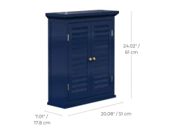 Teamson Home Wandschrank 2 Türen Navy Glancy Lamellenoptik