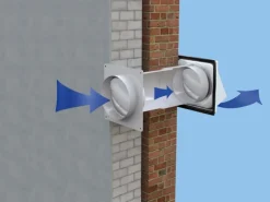 Teleskop-Mauerkasten System Ø 150 mm mit Edelstahl-Ablufthaube