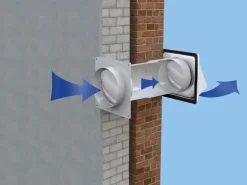 Teleskop-Mauerkasten System Ø 125 mm mit Edelstahl-Ablufthaube