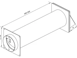Teleskop-Mauerkasten System Ø 125 mm mit Edelstahl-Ablufthaube