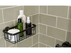 Tesa Aluxx Duschkorb Schwarz Matt inkl. Klebelösung
