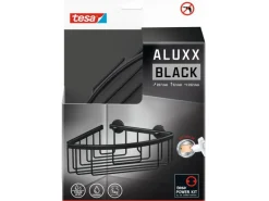 Tesa Aluxx Eckduschkorb Schwarz Matt inkl. Klebelösung