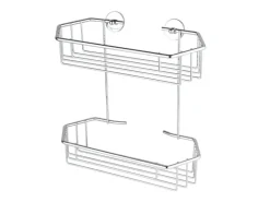 tesa® BAATH Plus Duschkorb doppelt, verchromt, inkl. Klebelösung, 278mm x 270mm