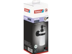 Tesa Moon Black Seifenspender Schwarz Matt Satiniertes Glas inkl. Klebelösung