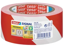 Tesa Signal Markierungsklebeband Universal Rot-Weiß 66 m x 50 mm