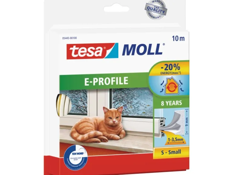 Tesamoll Fensterdichtung / Türdichtung Classic E-Profil Gummidichtung Weiß 10 m