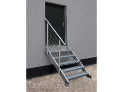 Treba Außentreppe Alaska 3 mit 4 Lochblechstufen 100 cm x 27 cm Aluminium