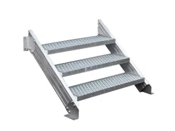 Treba Außentreppe Alaska 3 mit 3 Lochblechstufen 80 cm x 27 cm Aluminium