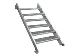 Treba Außentreppe Alaska 3 mit 6 Gitterroststufen 100 cm x 27 cm Aluminium