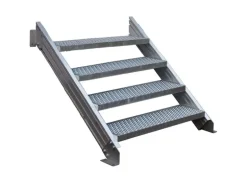 Treba Außentreppe Alaska 3 mit 4 Lochblechstufen 80 cm x 27 cm Aluminium