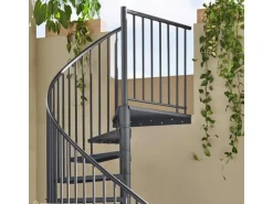 Treppen Intercon Außentreppe Modena Wendeltreppe Lava-Anthrazit Stahltreppe Mit 13 Stufen + Podest Durchmesser 120 cm