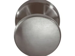 Türknopf Fest auf Rosette Edelstahl Satiniert