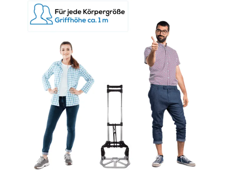 Tronitechnik Sackkarre Handkarre Klappbar Transportkarre Bis 80Kg Klappwagen - Vollgummireifen Hoehenverstellbar