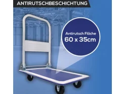 TroniTechnik Transportwagen Plattformwagen klappbar - 150 kg Tragkraft mit Antirutschbeschichtung - Ladefläche 72x48 cm
