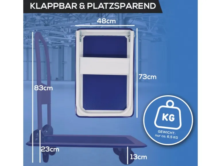 TroniTechnik Transportwagen Plattformwagen klappbar - 150 kg Tragkraft mit Antirutschbeschichtung - Ladefläche 72x48 cm