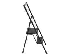 TRUTZHOLM Alu Trittleiter 2 Stufig Klappbar Handlauf 150kg Anti Rutsch Trittflächen TÜV GS Schwarz