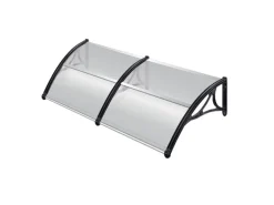 TRUTZHOLM Haustürvordach 97 x 200 cm Hohlkammerplatte Aluabschlussleiste Schwarz