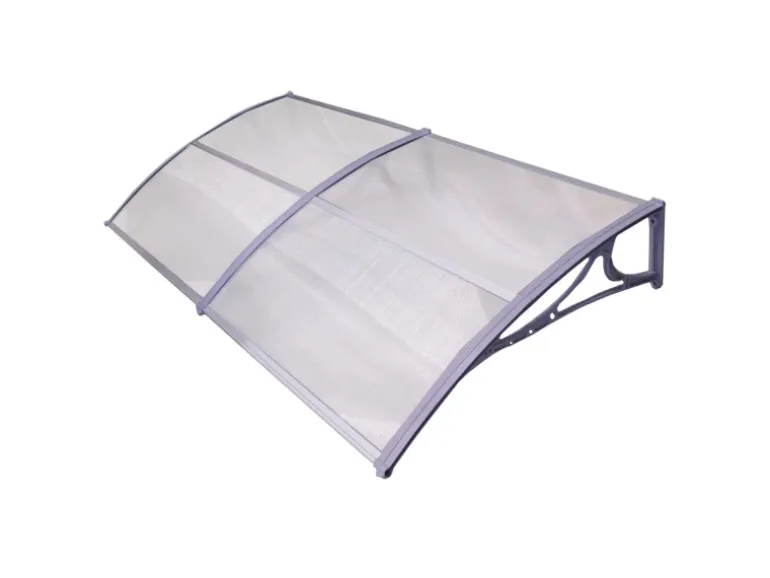 TRUTZHOLM Haustürvordach 97 x 200 cm Hohlkammerplatte Aluabschlussleiste Grau