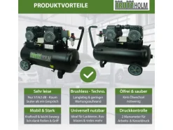 TRUTZHOLM Premium Brushless Silent Flüsterkompressor 50L 1800W 62dB 8 Bar