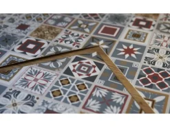 Tulup PVC Fliesen Selbstklebende 30 cm x 30 cm Set von 9 Klassische Klebefliesen Vinyl Bodenfliesen Klebefliesen für Küche Blumenornament