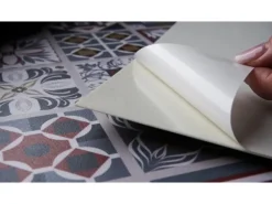 Tulup PVC Fliesen Selbstklebende 30 cm x 30 cm Set von 9 Klassische Klebefliesen Vinyl Bodenfliesen Klebefliesen für Küche Blumenornament