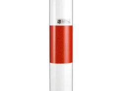 UvV 2 Stück Stahl Sperrpfostenset Weiß Ø60 x 800mm Dübelbefestigung 5m Kette Rot-Weiß