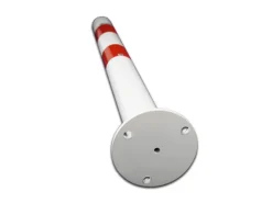 UvV 2 Stück Stahl Sperrpfostenset Weiß Ø60 x 800mm Dübelbefestigung 5m Kette Rot-Weiß