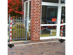 UvV Kettenpfosten Lugano 90cm Beton Fuß & Kette Rot Weiß 6mm x 10 m 4 Stück