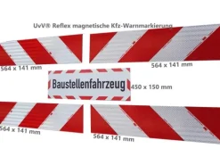 UvV Kfz-Warnmarkierung Magnet 4x564mm & Baustellenfahrzeug 45x15cm 3M 3410