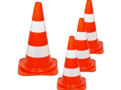 UvV Leitkegel Pylonen Set 4 x Orange Höhe 50cm mit Reflex Streifen Typ RA1c