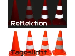 UvV Leitkegel Pylonen Set 4 x Orange Höhe 50cm mit Reflex Streifen Typ RA1c