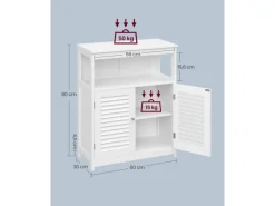 Vasagle Badezimmerschrank 30 cm x 60 cm x 80 cm Weiß