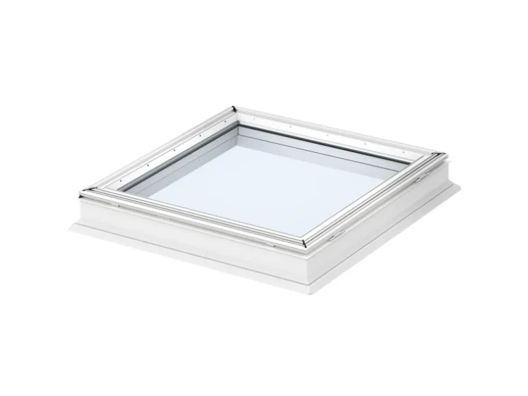 Velux Flachdachfenster Kunststoff Isolierglas Fest 80 cm x 80 cm Weiß