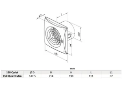 VENTS Axialer Abluftventilator Für Wand & Decke Quiet 150 TH Mit Nachlauf & Hygrostat